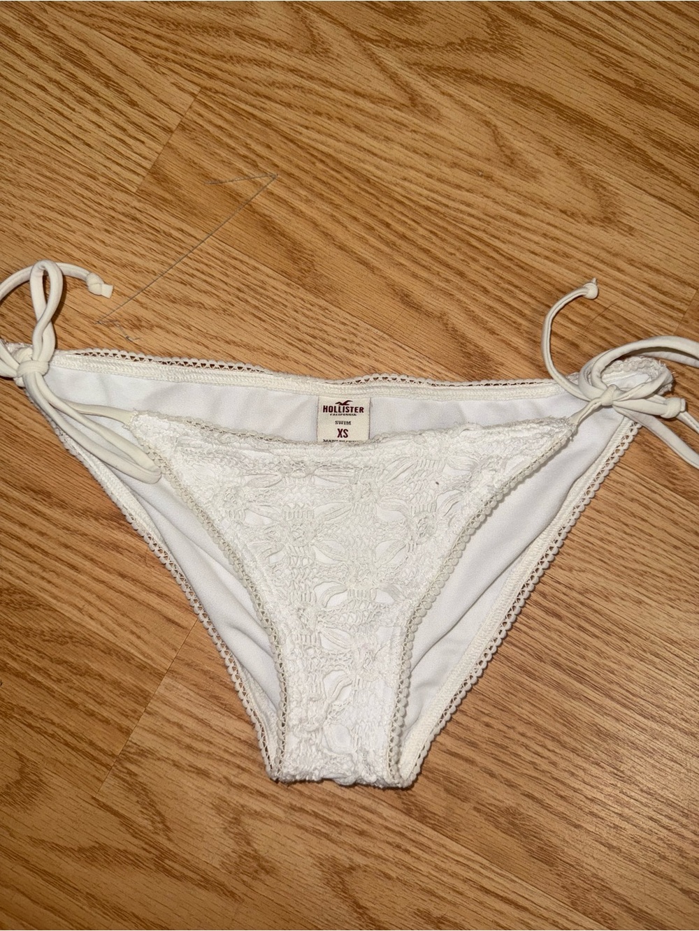 Hollister White Lace Side-Tie Bikini Bottom